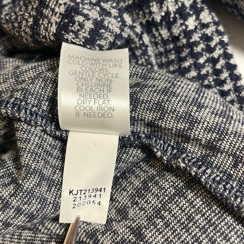 J. Jill Wearever Collection Navy and Gray Plaid Houndstooth Open Jacket Size M - Picture 6 of 13